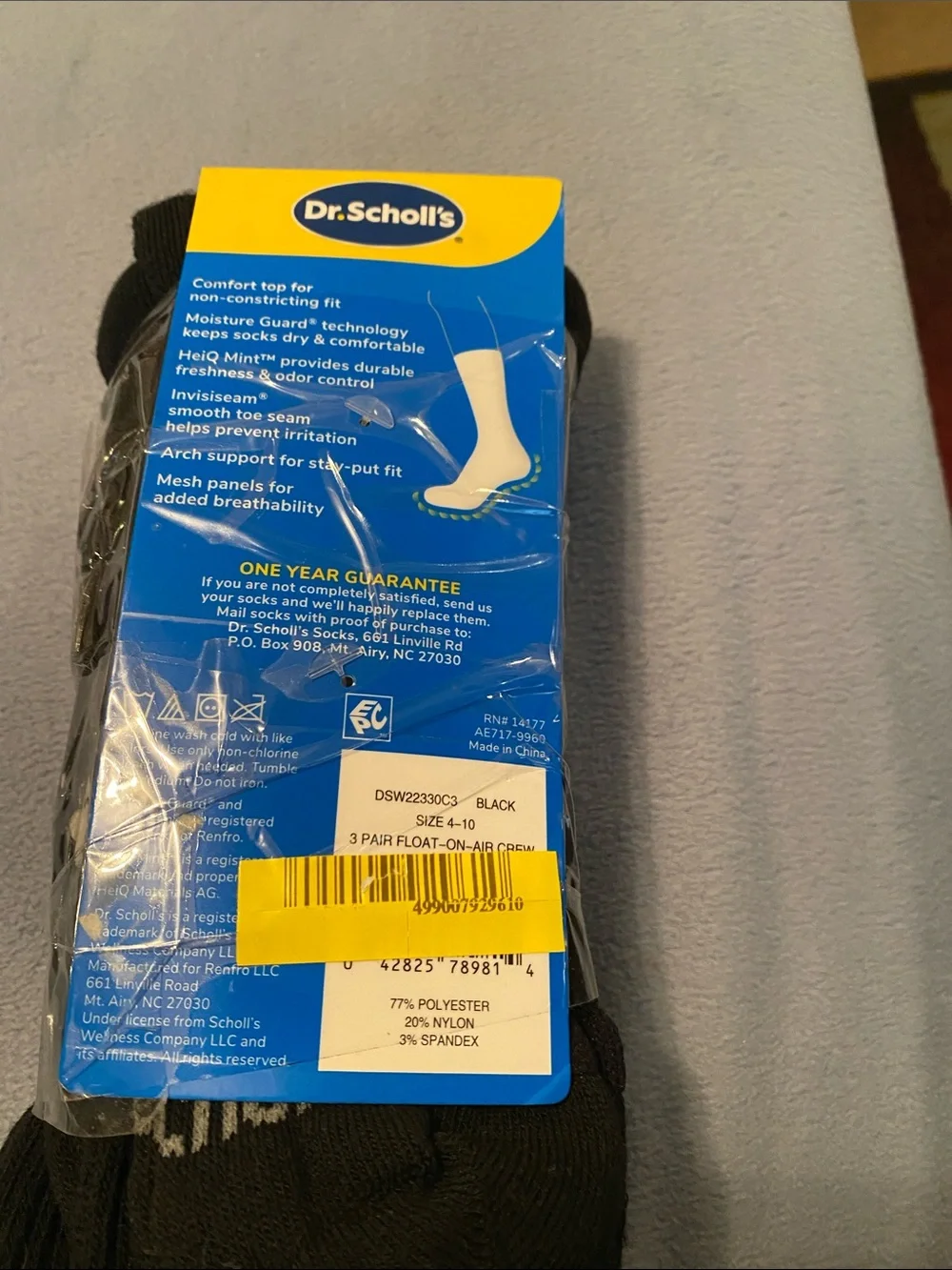 Dr. Scholl's Black Crew Socks - 3 Pair Pack